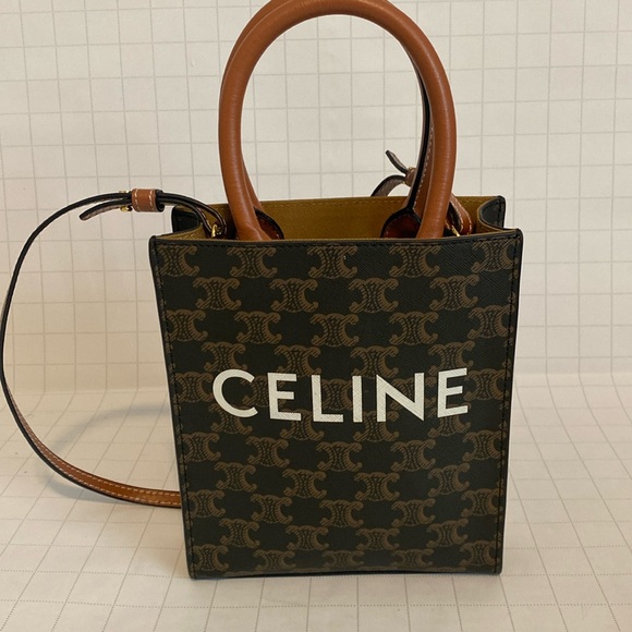 Celine Handbags - Celine Brown & Black Triomphe Mini Bag
